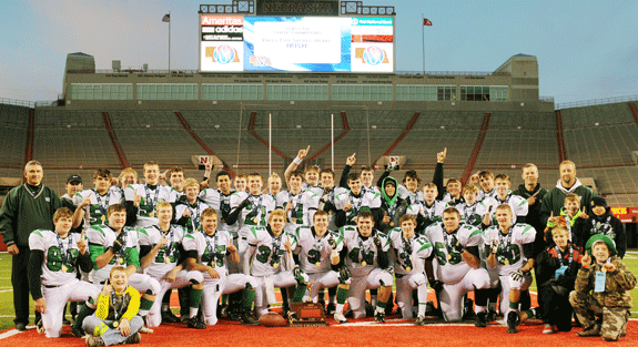 2013 Class D2 State Champions, 13-0 Falls City Sacred Heart Irish. Photo by Jim Langan.